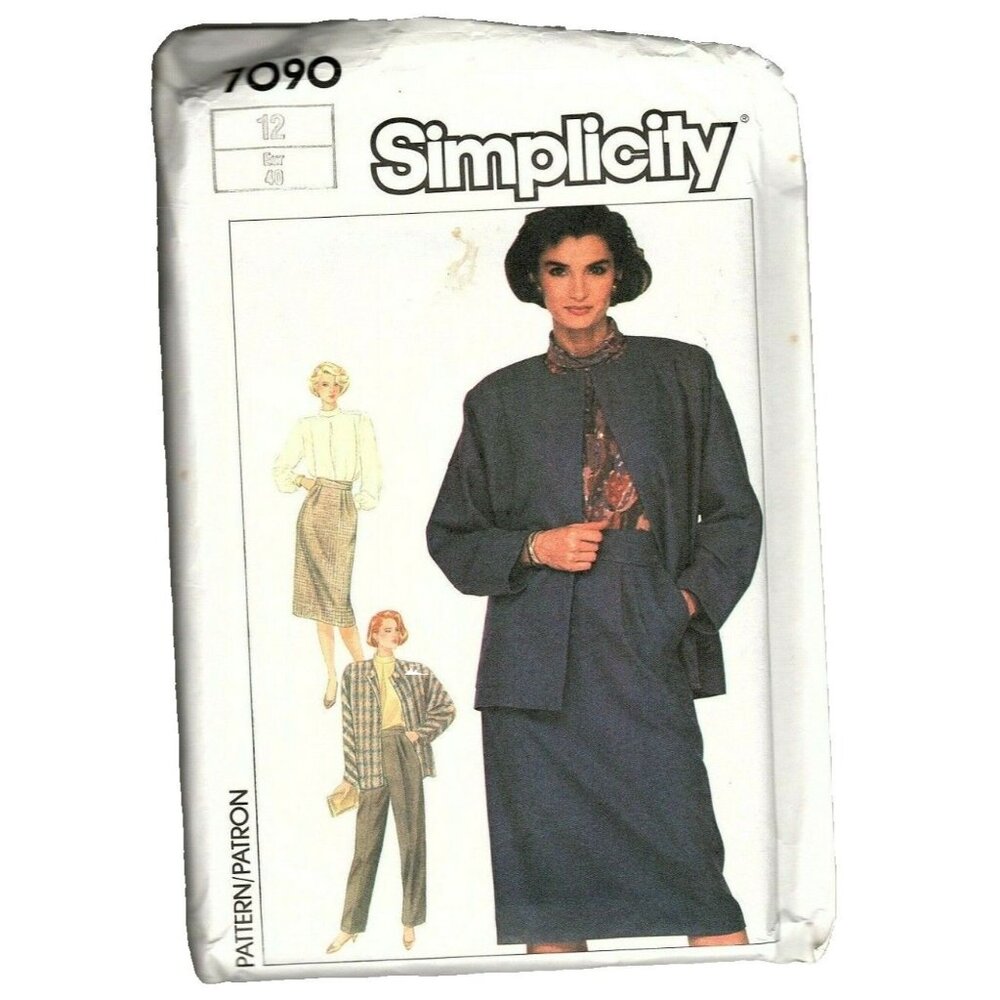 Simplicity 7090 Misses 12 Blouse. Skirt, Pants, Jacket Uncut Sewing Pattern